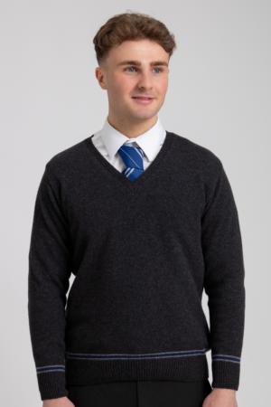 BLUE AND SILVER SWEATER 100%LAMBSWOOL